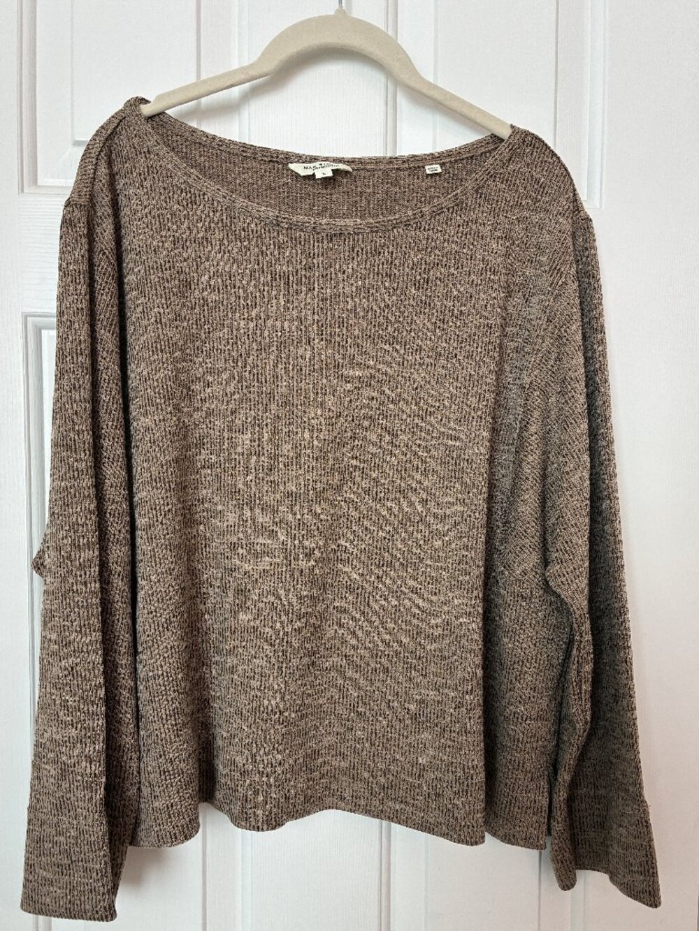 Max Studio Brown Marled Knit Oversized Dolman Sleeve Sweater